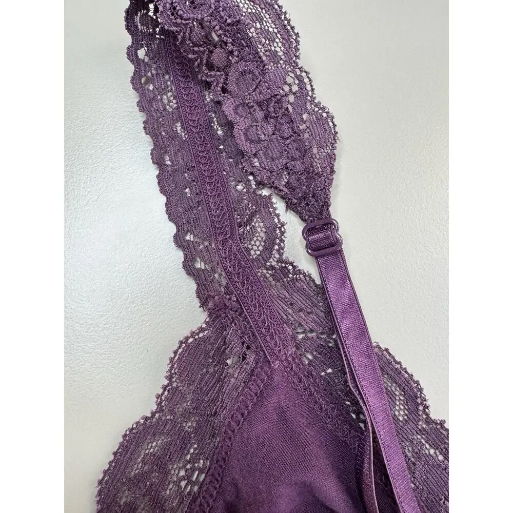 Adore Me Women’s Babydoll Slip Dress XL Purple Mesh Lace Y2K Floral Retro Slinky - Picture 14 of 15